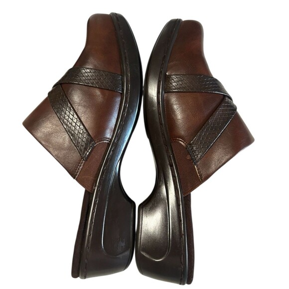 Cloudwalkers by Avenue Beverly Clog Mule Buckle Brown Leather Sandals 11W - Picture 9 of 13